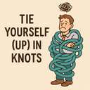 tie yourself (up) in knots
