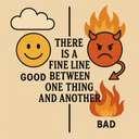 there is a fine/thin line between one thing and another