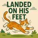 landed/fallen on his feet