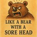 like a bear with a sore head