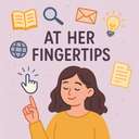 at her fingertips